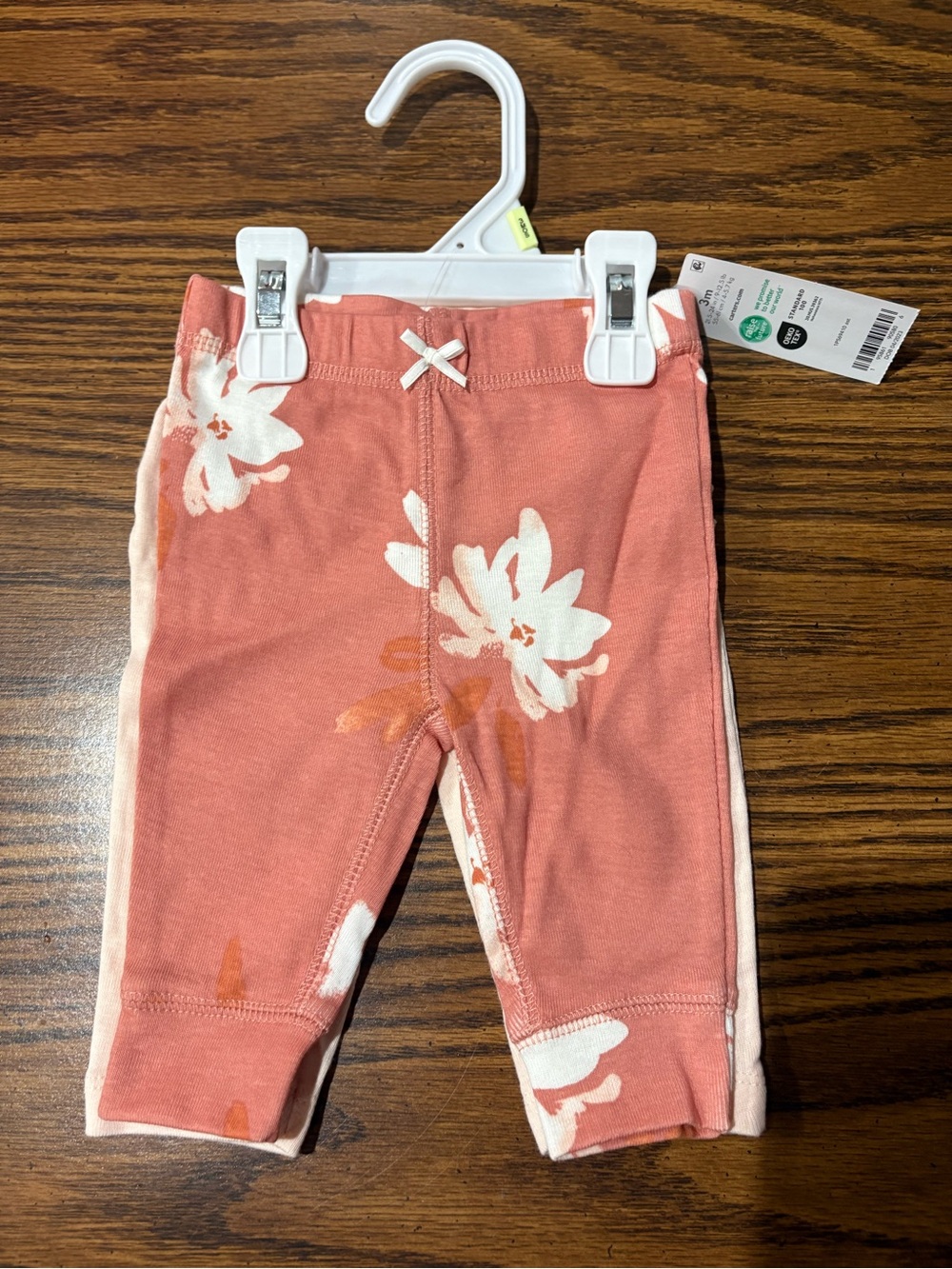 Carter's 2 Pack Coral Pink Floral Baby Leggings